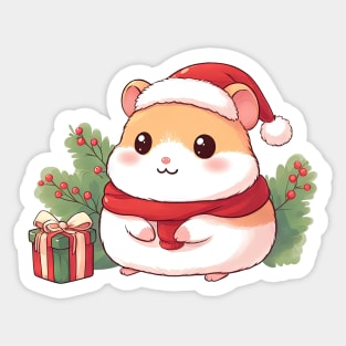 Cute Christmas Hamster Sticker